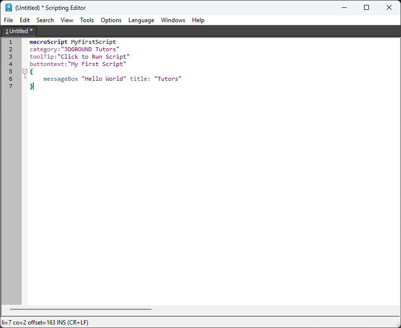 create macroscript with head and category