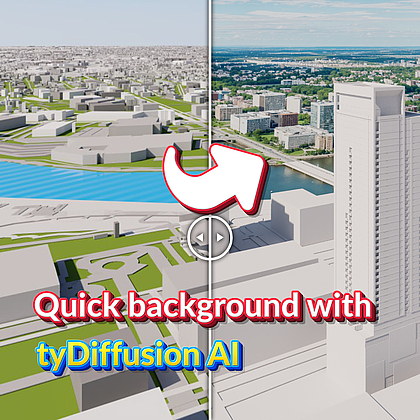 Fast generation of a realistic background with the help of tyDiffsion AI
